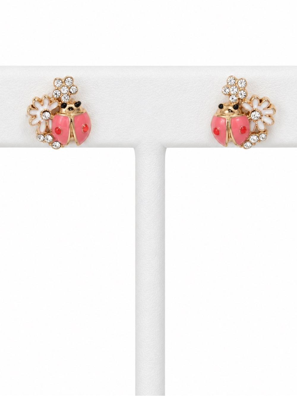 Ladybug flower stud earrings NWT